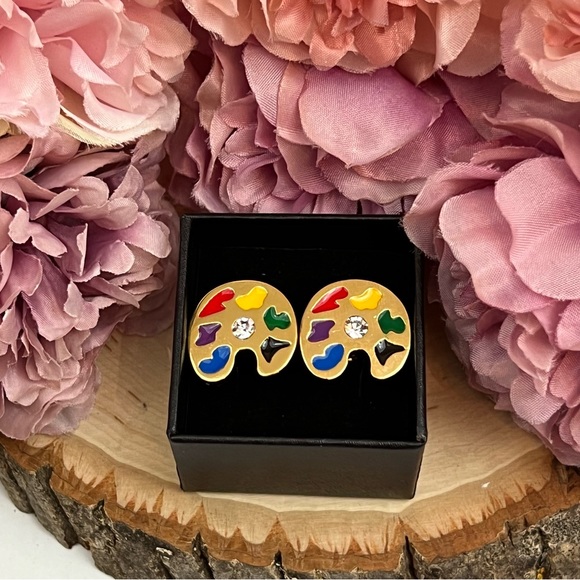 Artists Golden Painters Palette Cufflinks with Crystals - Picture 15 of 16